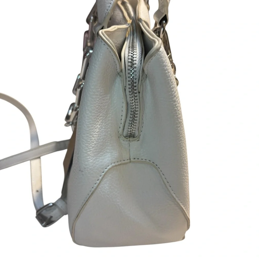 NWT Steve Madden Ivory Satchel/ Crossbody with Silver Chains Vegan Leather New